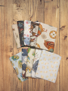 10 Fat Quarters - Assorted Chickens and Roosters Theme Fat Quarter Cotton Bundle