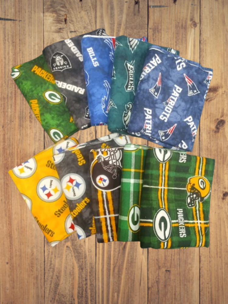 10 Fat Quarters -  Assorted NFL Football Flannel Fat Quarter Bundle