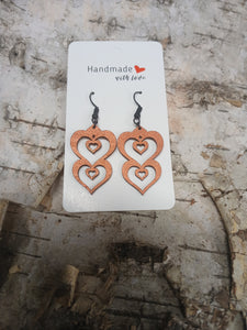 Handmade with Love - Natural Wood Hearts Earrings