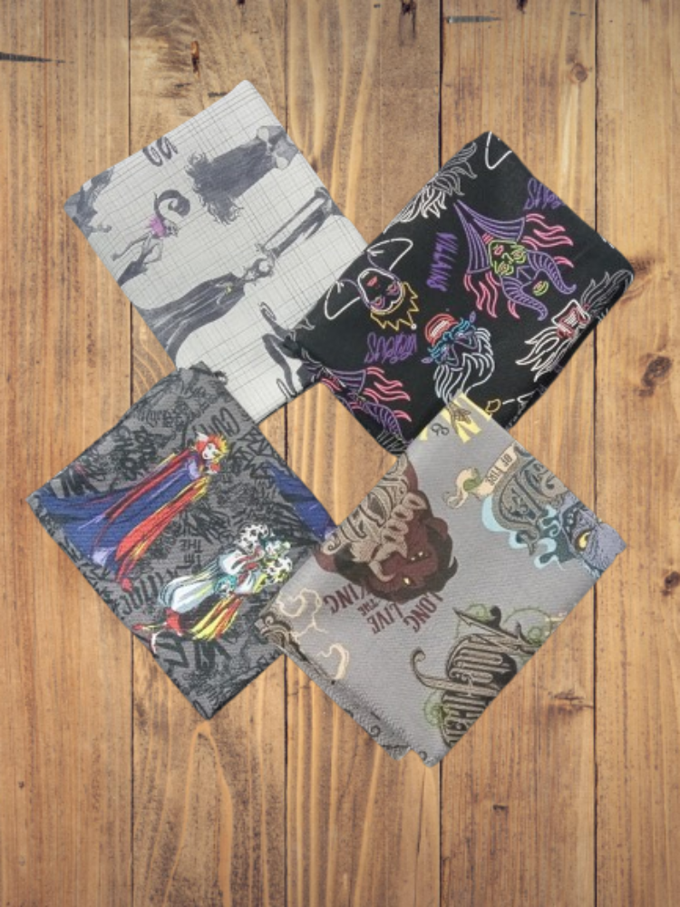 4 Fat Quarters - Assorted Disney Villains Fat Quarter Cotton Bundle