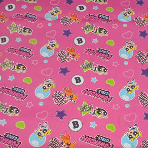 PowerPuff Girls -  Super Cute And Fierce Pink Cotton Fabric