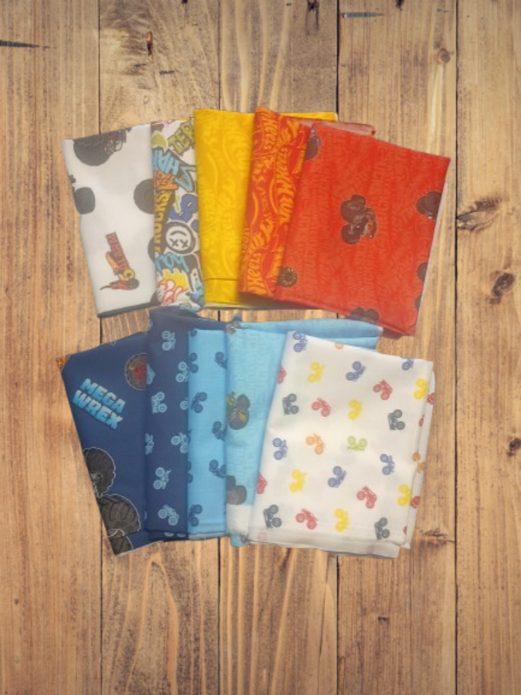 10 Fat Quarters -  Assorted Hot Wheels Monster Trucks Fat Quarter Bundle