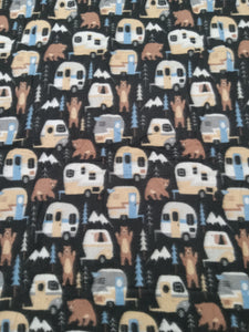 Camping Bear 50" x 60" Fleece Throw Blanket