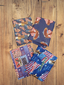 4 Fat Quarters - Assorted Patriotic Bald Eagles Fat Quarter Bundle