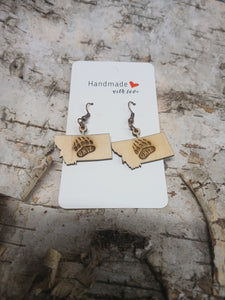 Handmade with Love - Natural Wood Montana Griz Earrings