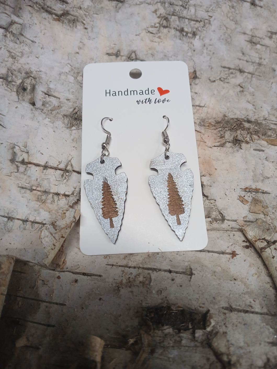 Handmade with Love - Natural Wood Arrowhead Earrings