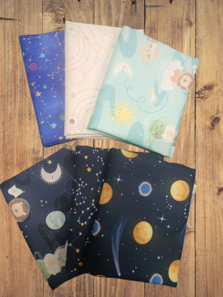 6 Fat Quarters -  Assorted Nursery Space Fat Quarter Bundle