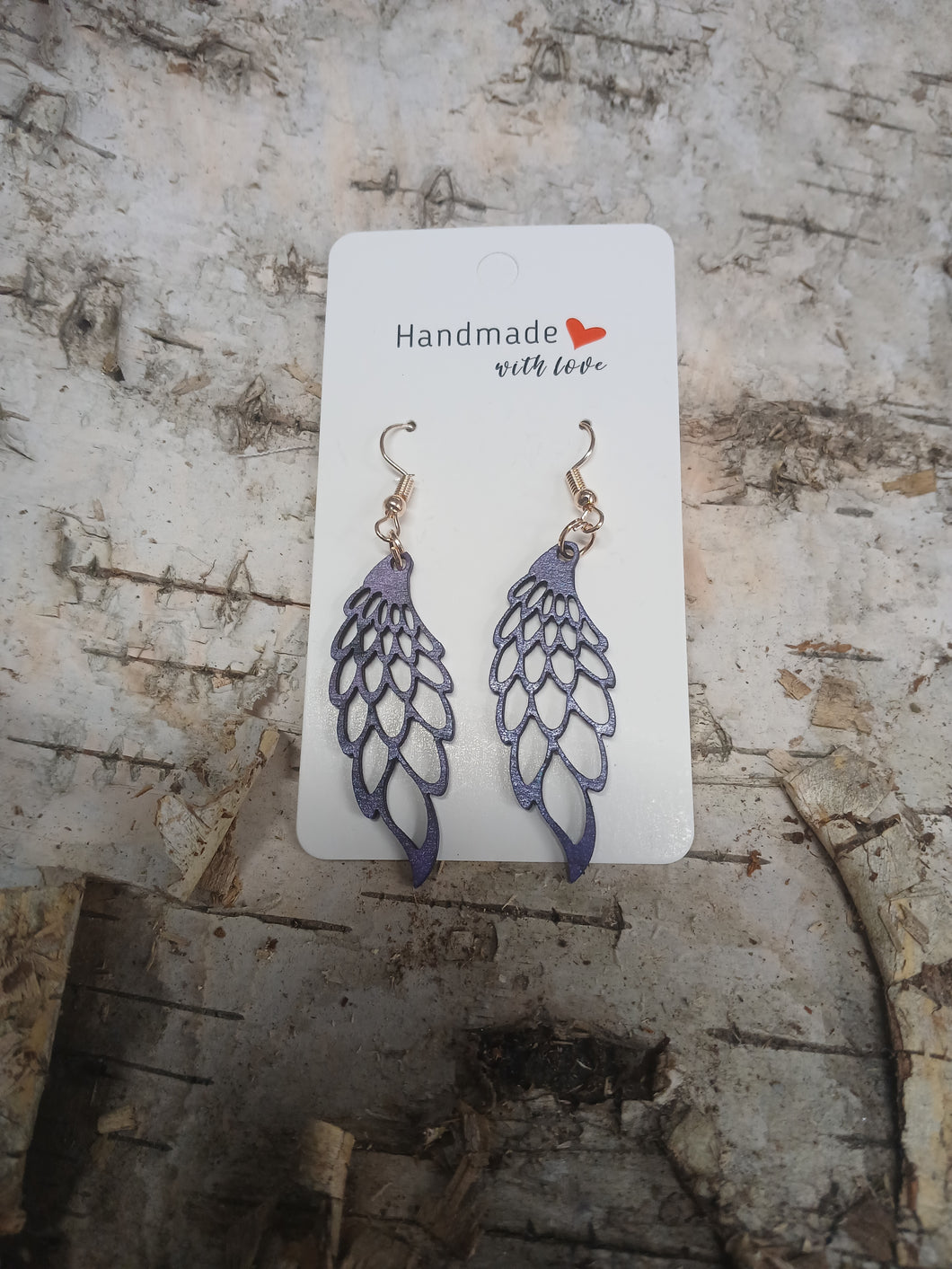 Handmade with Love - Natural Wood Feathers Earrings