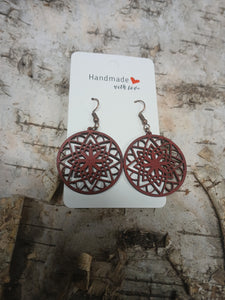 Handmade with Love - Natural Wood Medallion Earrings