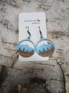 Handmade with Love - Natural Wood Circle Mountain Earrings