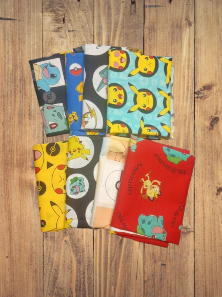 8 Fat Quarters - Assorted Pokemon Fat Quarter Bundle