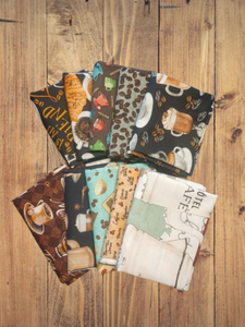 10 Fat Quarters - Assorted Coffee Theme Fat Quarter Bundle