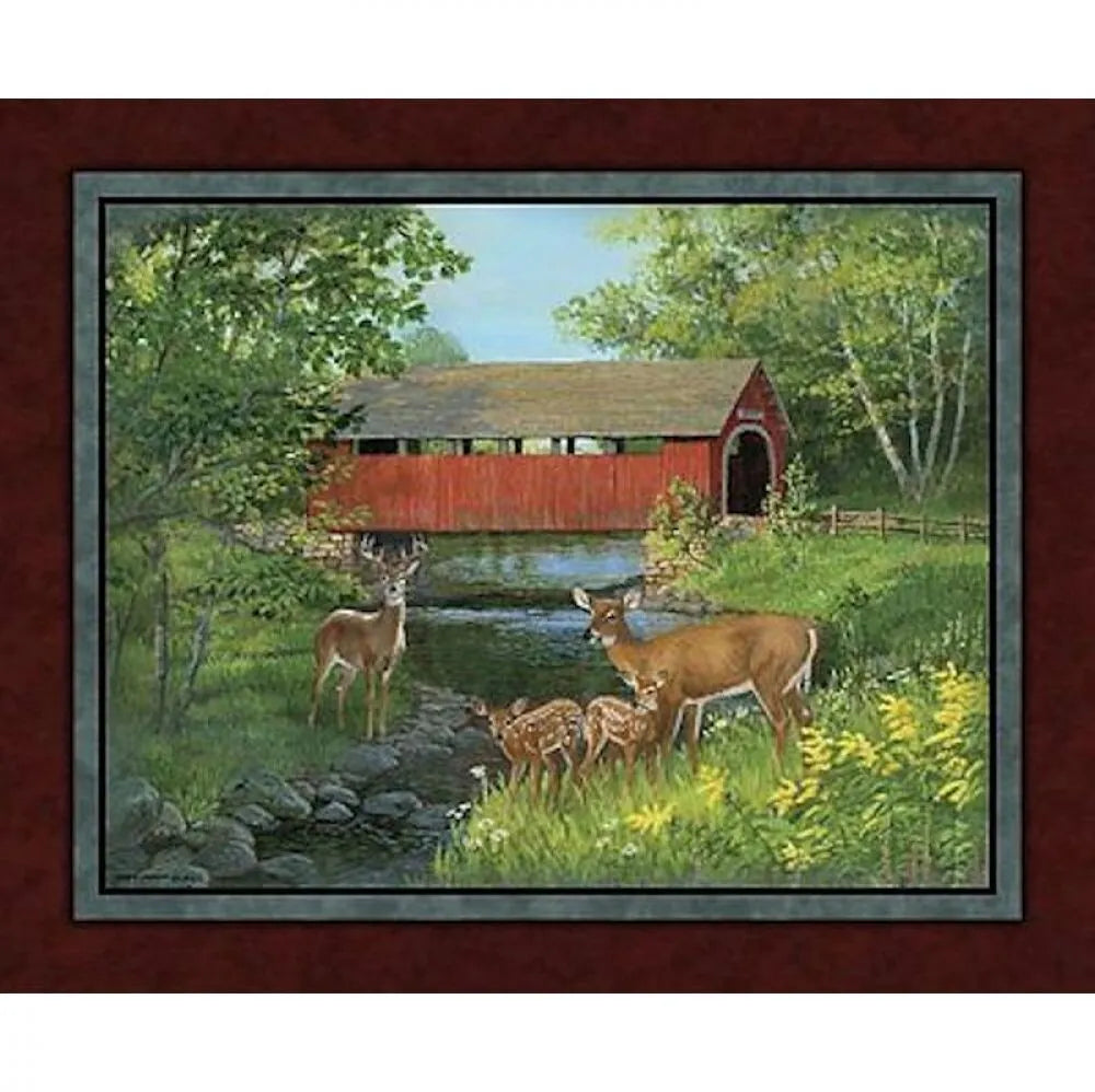 Handmade Tapestry “Covered Bridge Deer”