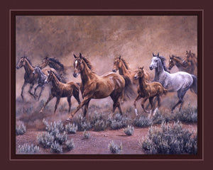 On the Move Horse Panel Cotton Fabric