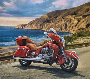 Indian Motorcycle Ocean Cotton Fabric Panel 36"x43 1/2"