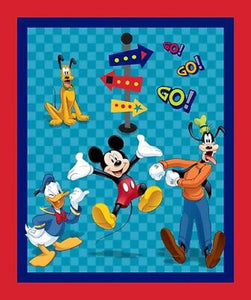 Mickey Mouse Friends on the Go Panel Cotton Fabric