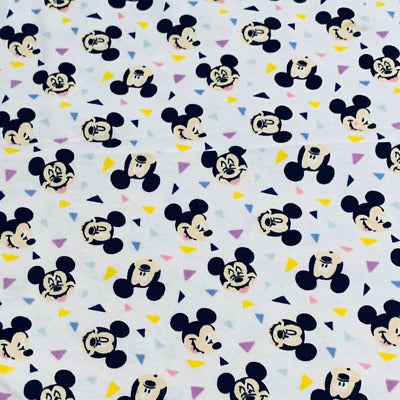 Mickey Confetti Toss White Flannel Fabric