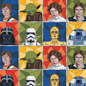 Star Wars Stained Glass Portraits in Multi Cotton Fabric 2 Yard Pre-Cut