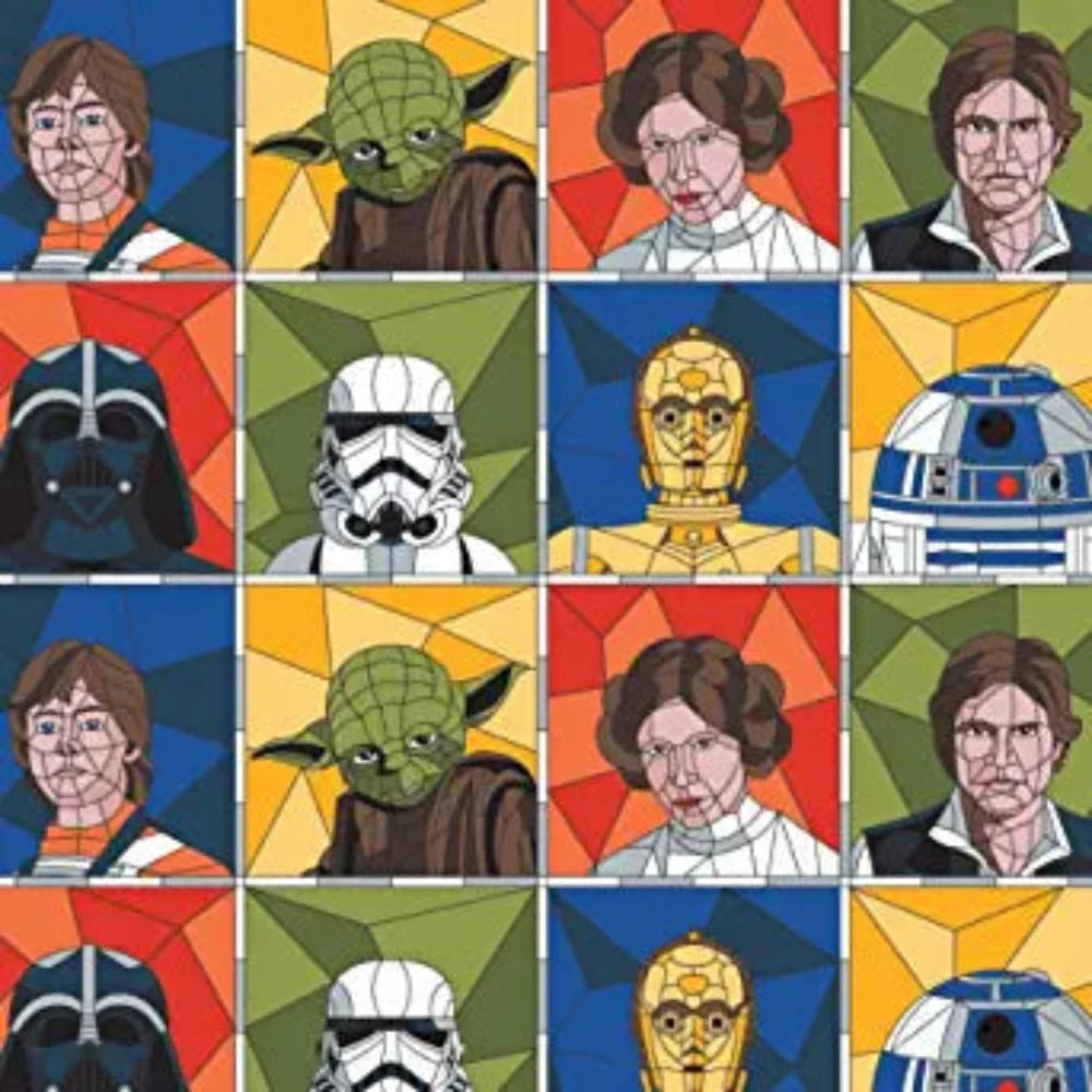 Star Wars Stained Glass Portraits in Multi Cotton Fabric 2 Yard Pre-Cut