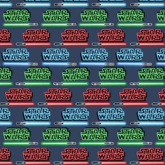 Star Wars Logos & Lightsabers Cotton Fabric 2 Yard Pre-Cut