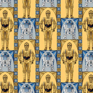 Star Wars Stained Glass Driods Multi Cotton Fabric 2 Yard Pre-Cut