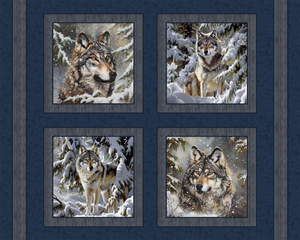 Snow Bound Wolves Pillow Panel Cotton Fabric