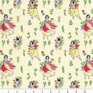 Snow White Meadow Cream Cotton Fabric