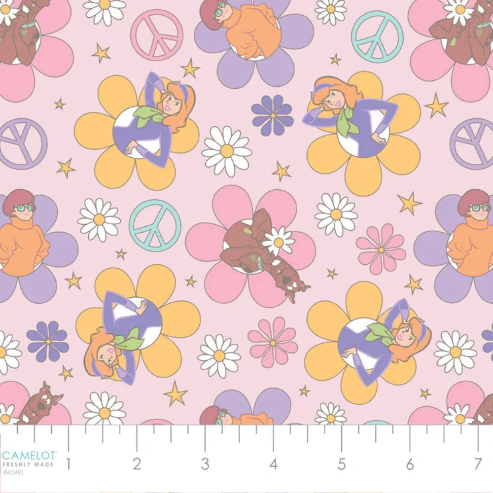 Scooby Doo  Softly Groovy -Soft Flower Power Cotton Fabric