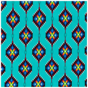 Turquoise Southwestern Cotton Calico Fabric