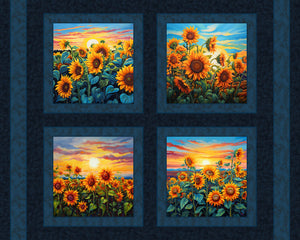 Sunflower Sunrise Pillow Panel Cotton Fabric