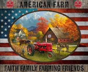 Farmall Barns Patriotic Panel Cotton Fabric