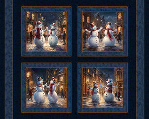 The Snowman Dance Pillow Panel Cotton Fabric