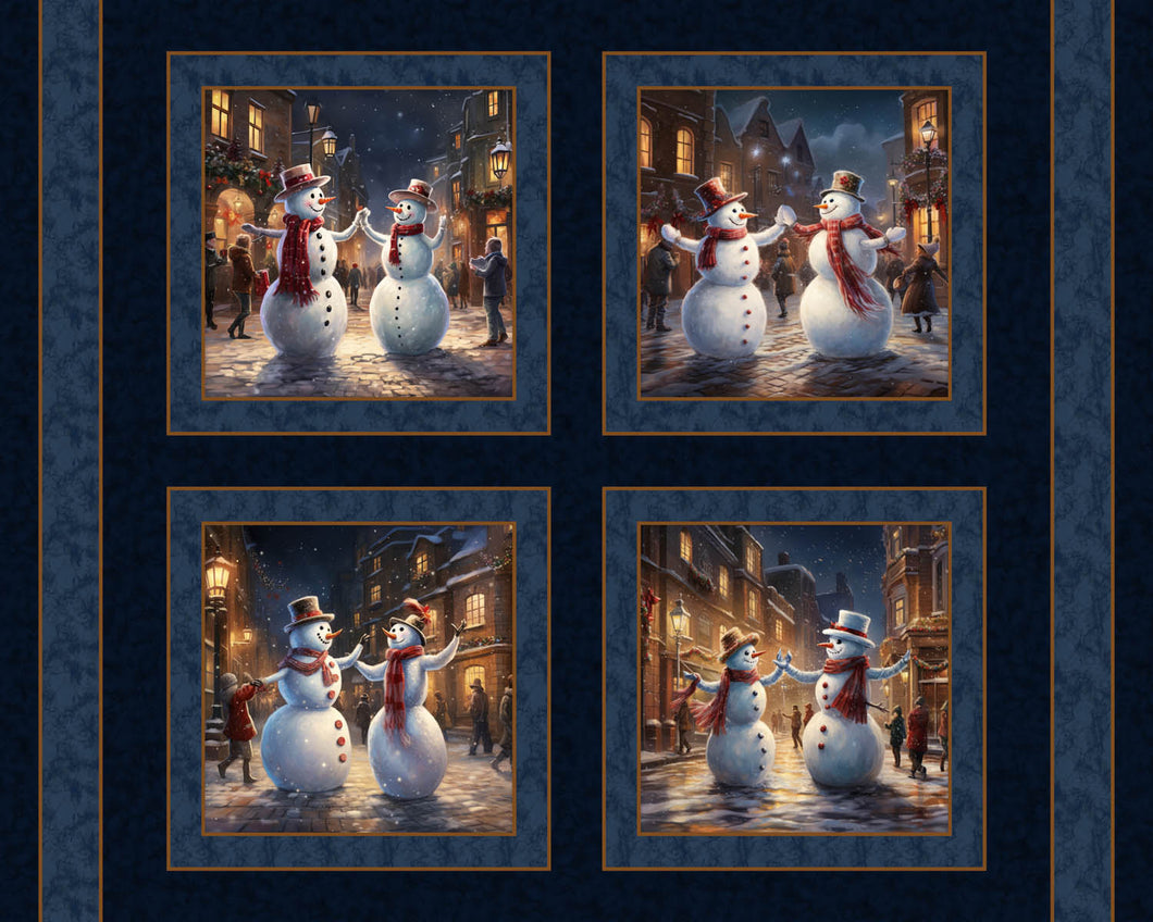 The Snowman Dance Pillow Panel Cotton Fabric