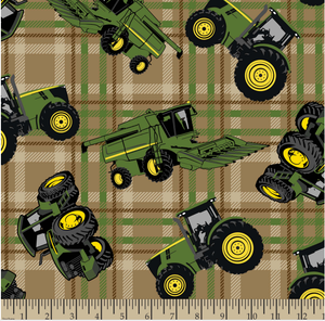 John Deere Toss Brown Plaid Cotton Fabric