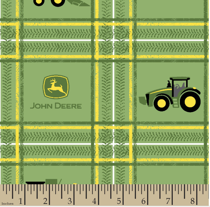 John Deere Tractor Plaid Cotton Fabric