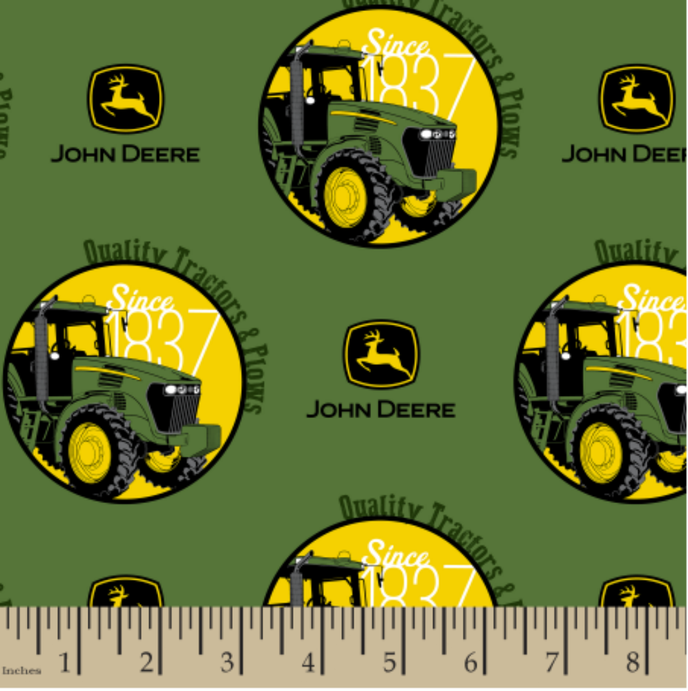 John Deere Quality Tractors and Plows 1837 Cotton Fabric