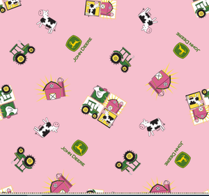 John Deere Farm Girl Pink Cotton Fabric