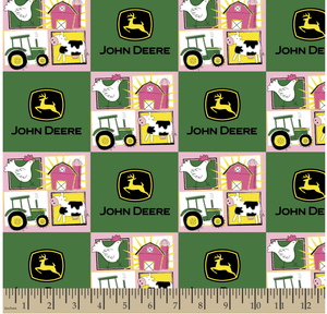 John Deere Girl Farm Patched Cotton Fabric