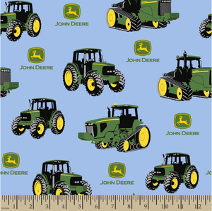 John Deere Texture Tractors Blue Cotton Fabric