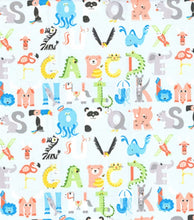 Load image into Gallery viewer, Handmade Placemat Or Table Runner Alphabet Animals on Blue Nursery
