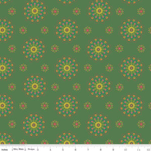 Market Street Medallions Green Cotton Fabric