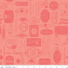 Load image into Gallery viewer, Handmade Placemat Or Table Runner Afternoon Tea Labels Salmon
