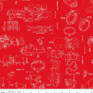 Handmade Placemat Or Table Runner Outer Space by NASA Spacesuit Patent Red