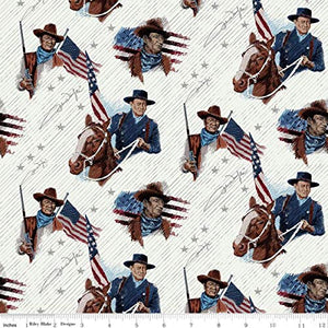 John Wayne Americana Cream Cotton Fabric