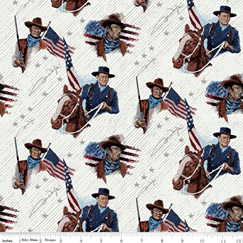 John Wayne Americana Cream Cotton Fabric