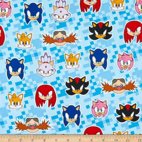 Sonic the Hedgehog Blue Cotton Fabric