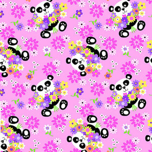Panda Pink Comfy Flannel Fabric