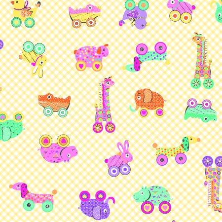 Baby Animal Toys Yellow Comfy Prints Flannel Fabric