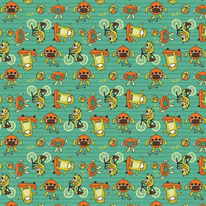 Have Fun Stay Safe " Green" Cotton Fabric