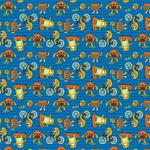 Have Fun Stay Safe " Blue" Cotton Fabric